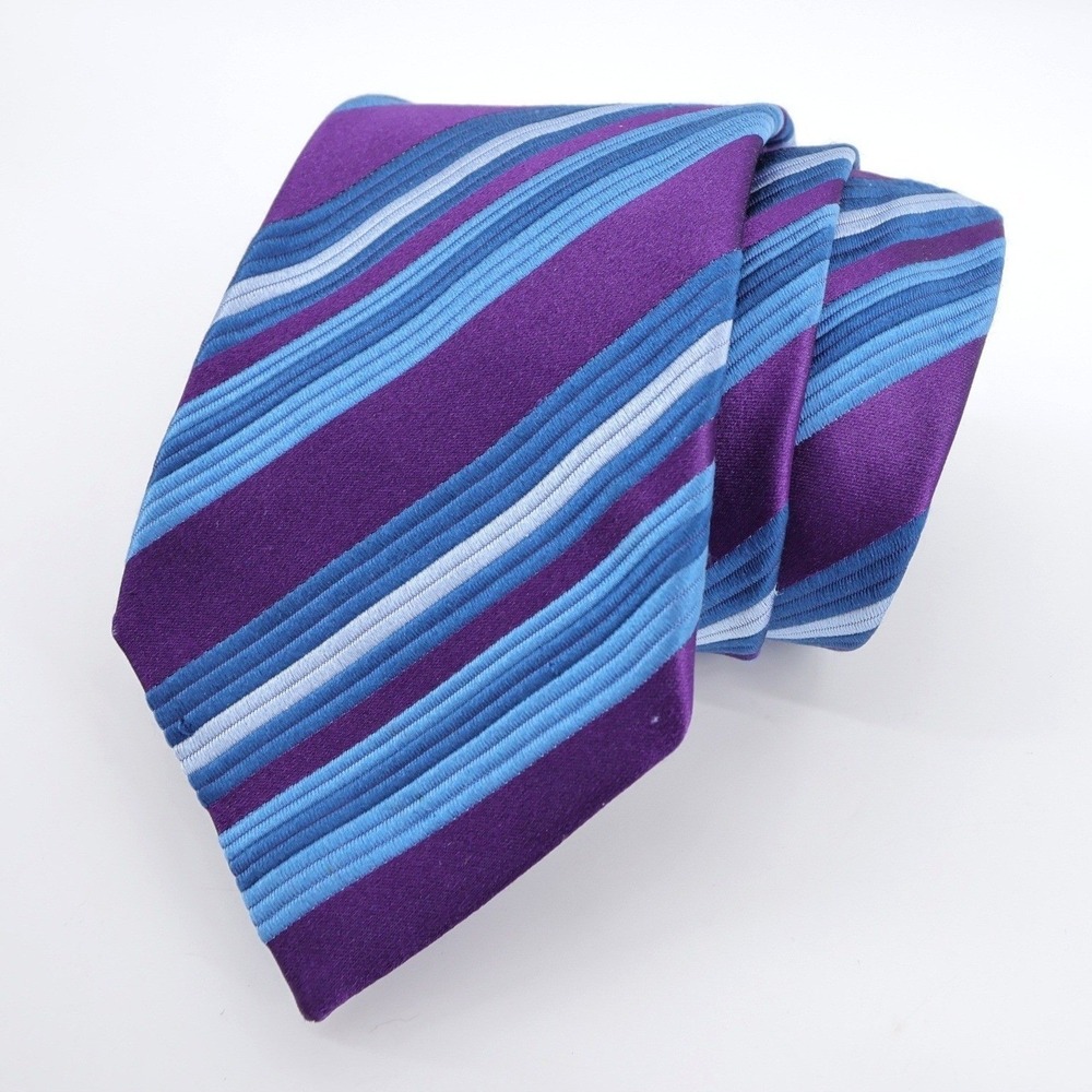 Charles Tyrwhitt Striped Silk Necktie Purple Blue Mens‎ Tie